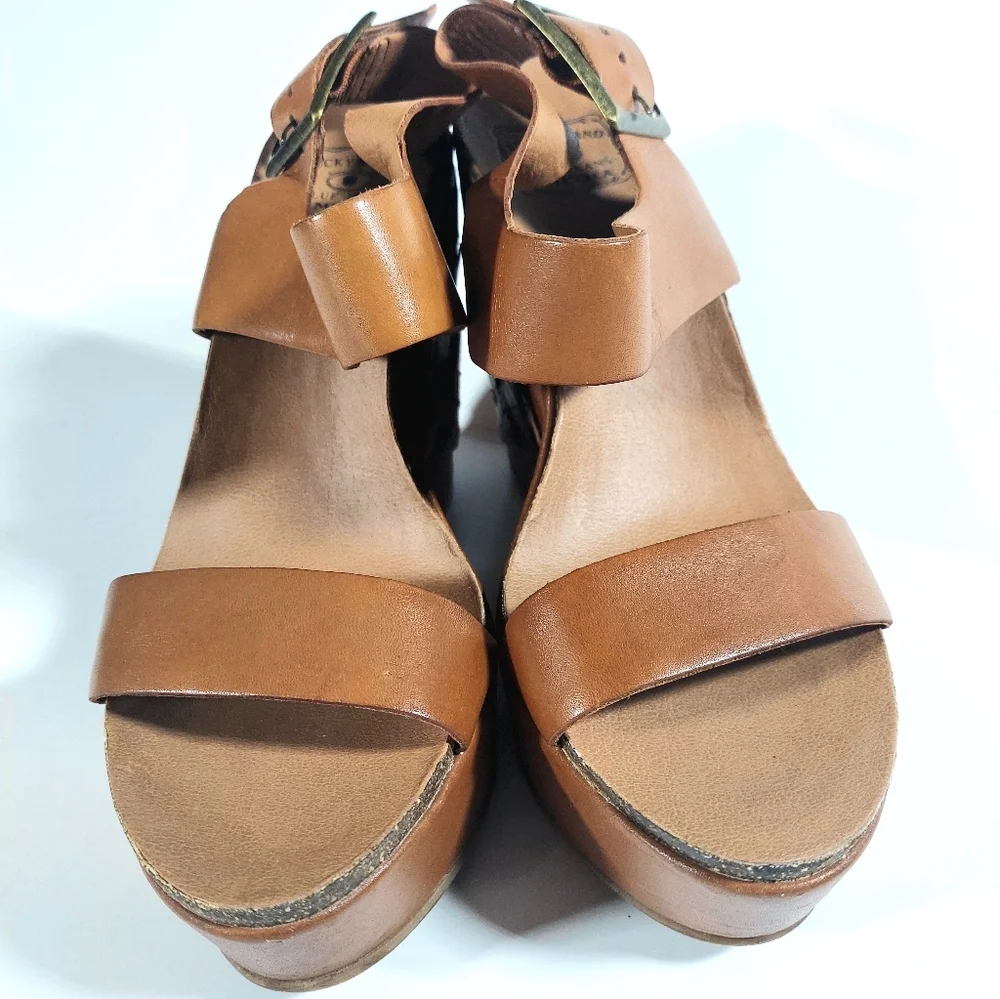 Lucky Brand Women's Stillwater Leather Floral Applique Boho Chic Wedges